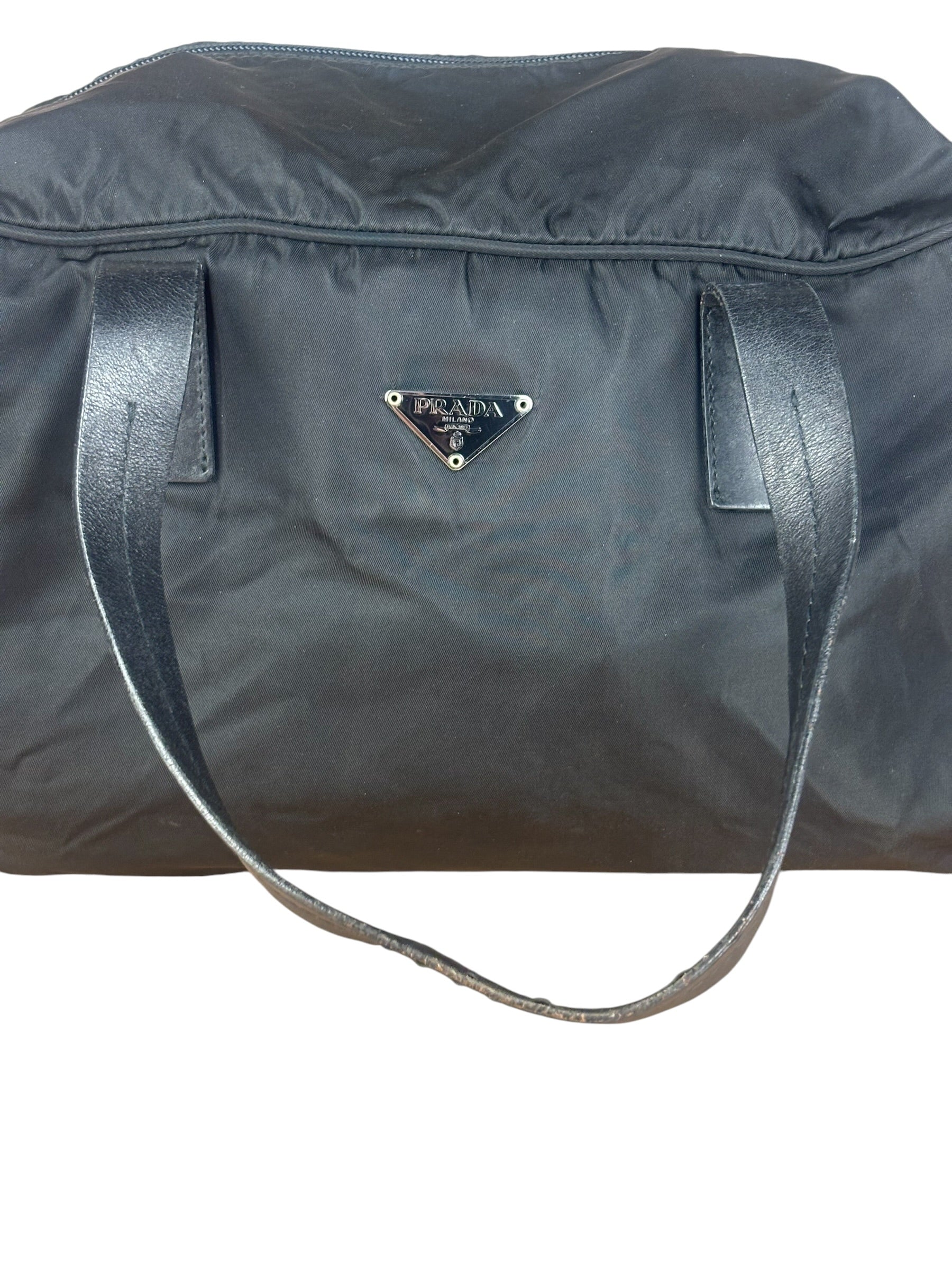 Prada Vintage Black Nylon Bowler Bag