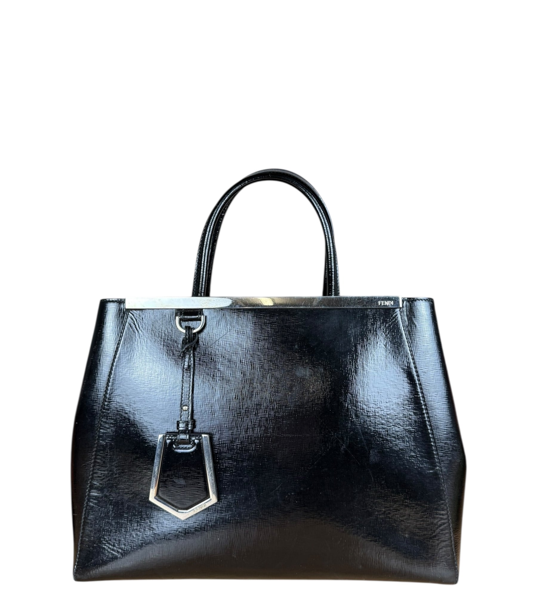 Fendi Black Patent Leather 2Jours Handbag