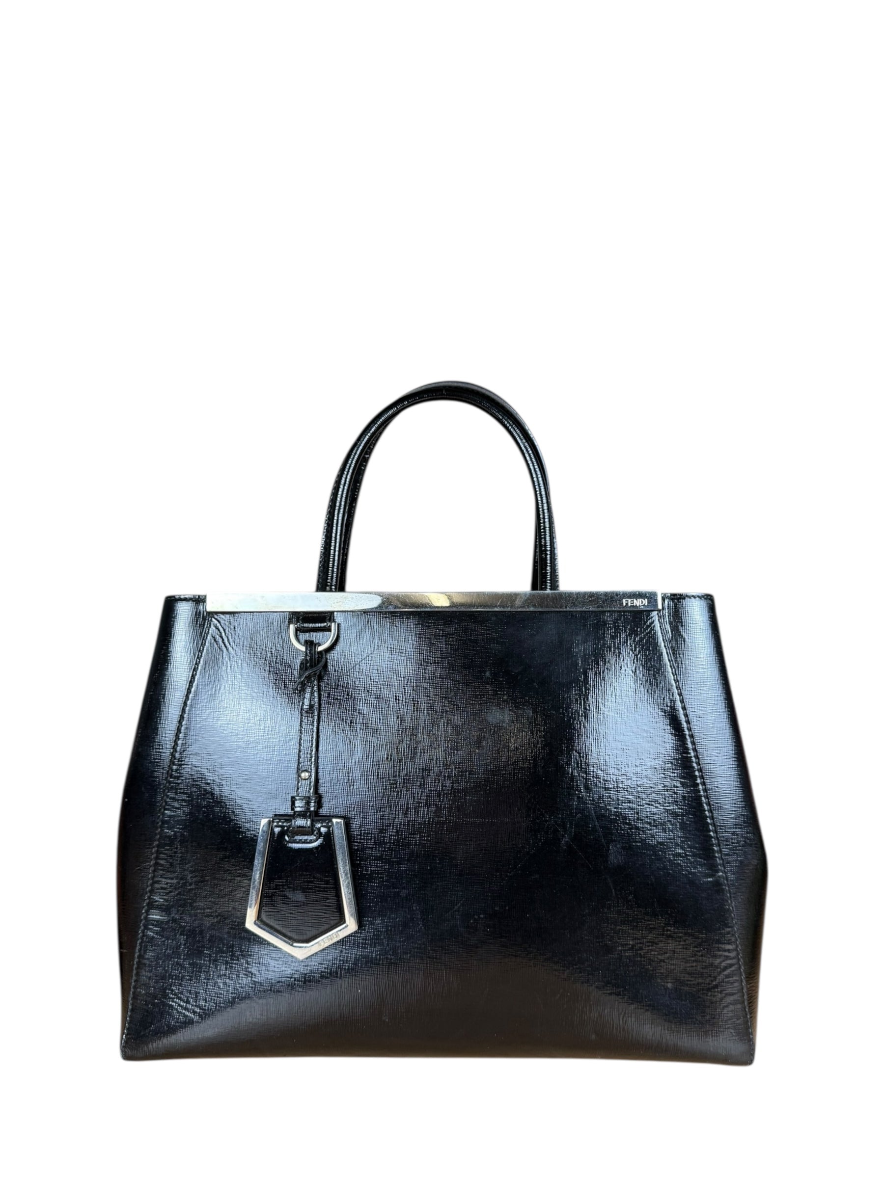 Fendi Black Patent Leather 2Jours Handbag