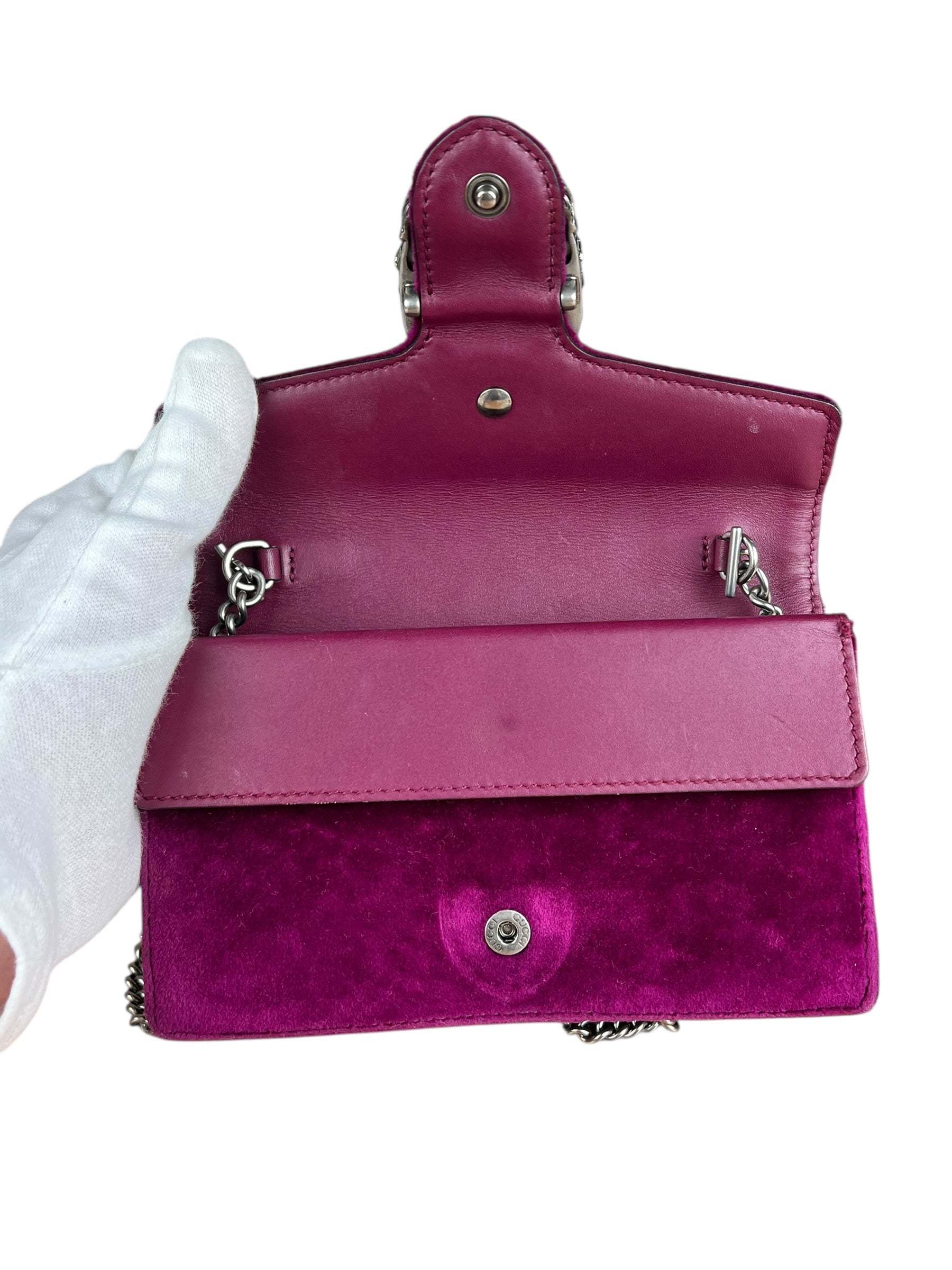 Gucci Super Mini Dionysus Purple Velvet Chain Bag