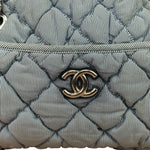 Chanel Grey/Black Quilted Nylon Bubble Shoulder Bag 2009