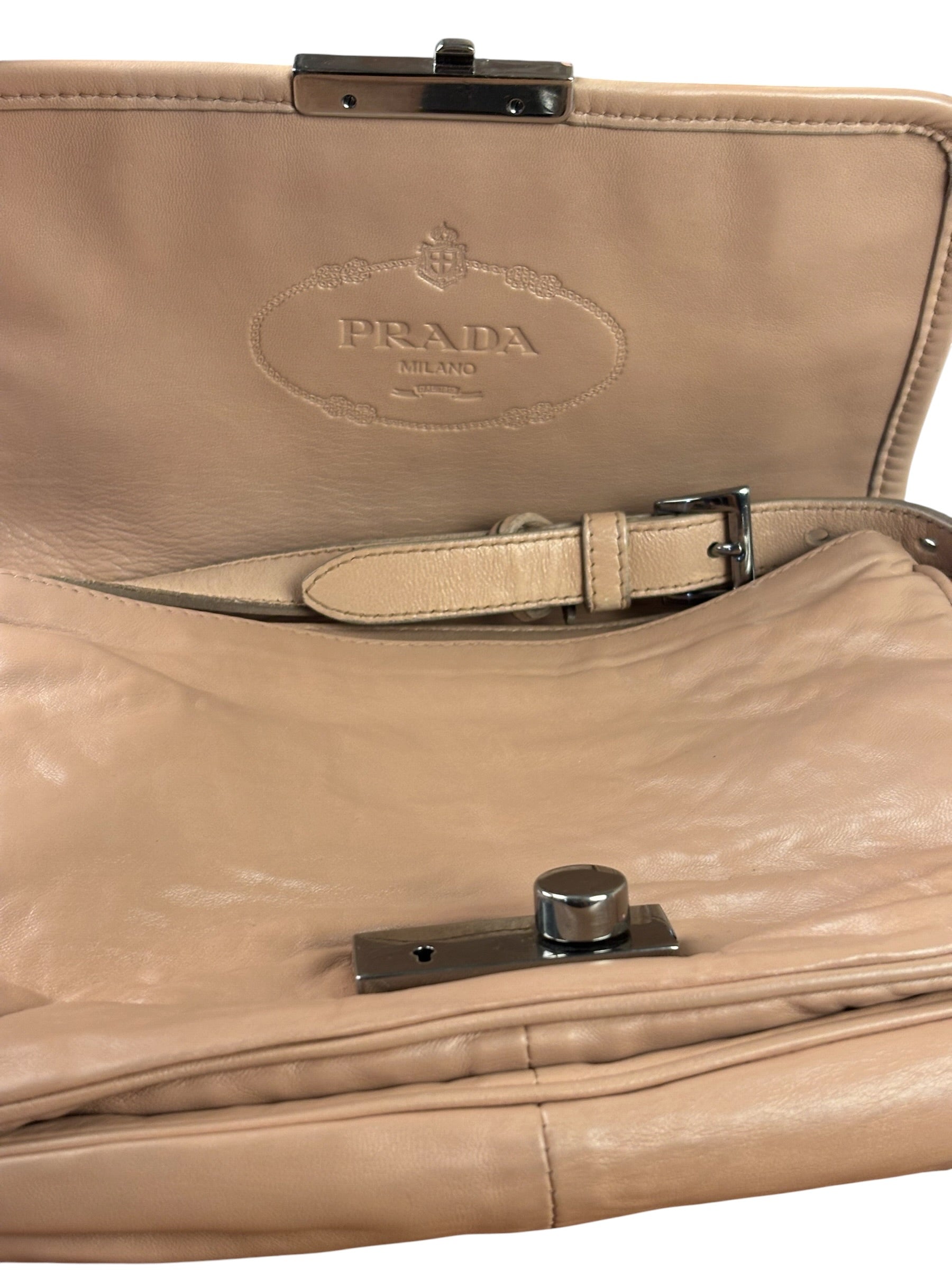 Prada Blush Pink Vitello Shiny Leather Flap Bag