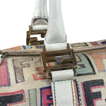 Fendi Beige Leather Multicolor Zucca Forever Boston Bag
