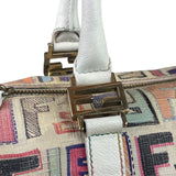 Fendi Beige Leather Multicolor Zucca Forever Boston Bag