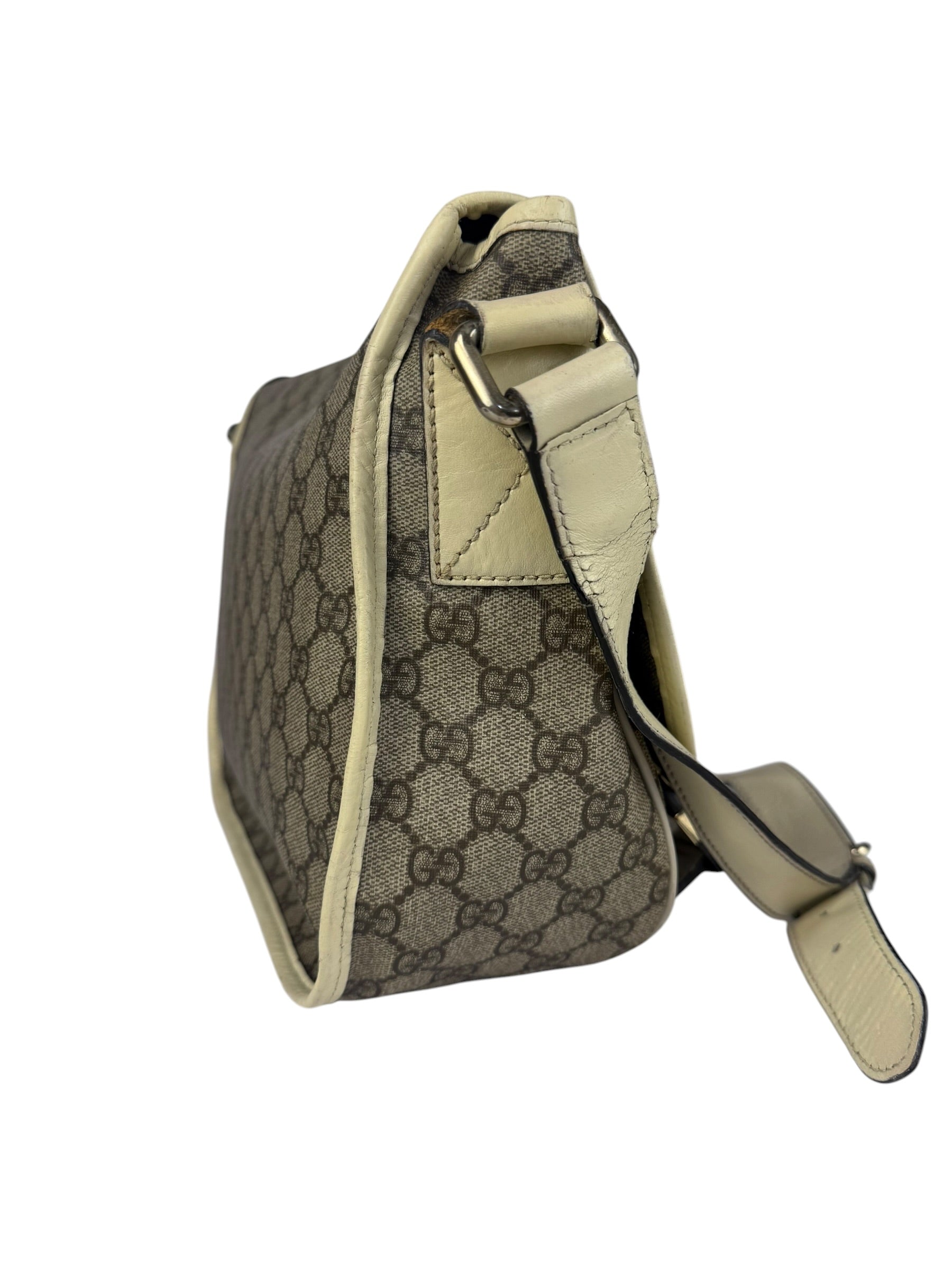 Gucci GG Leather Lined Flap Messenger Bag