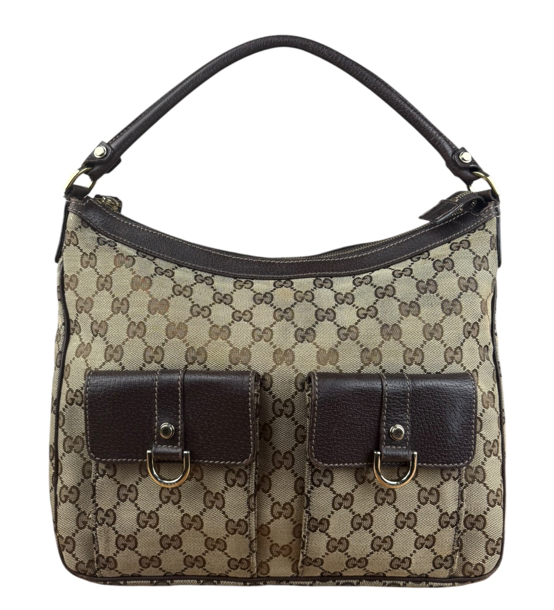Gucci Vintage Brown Canvas GG Shoulder Bag