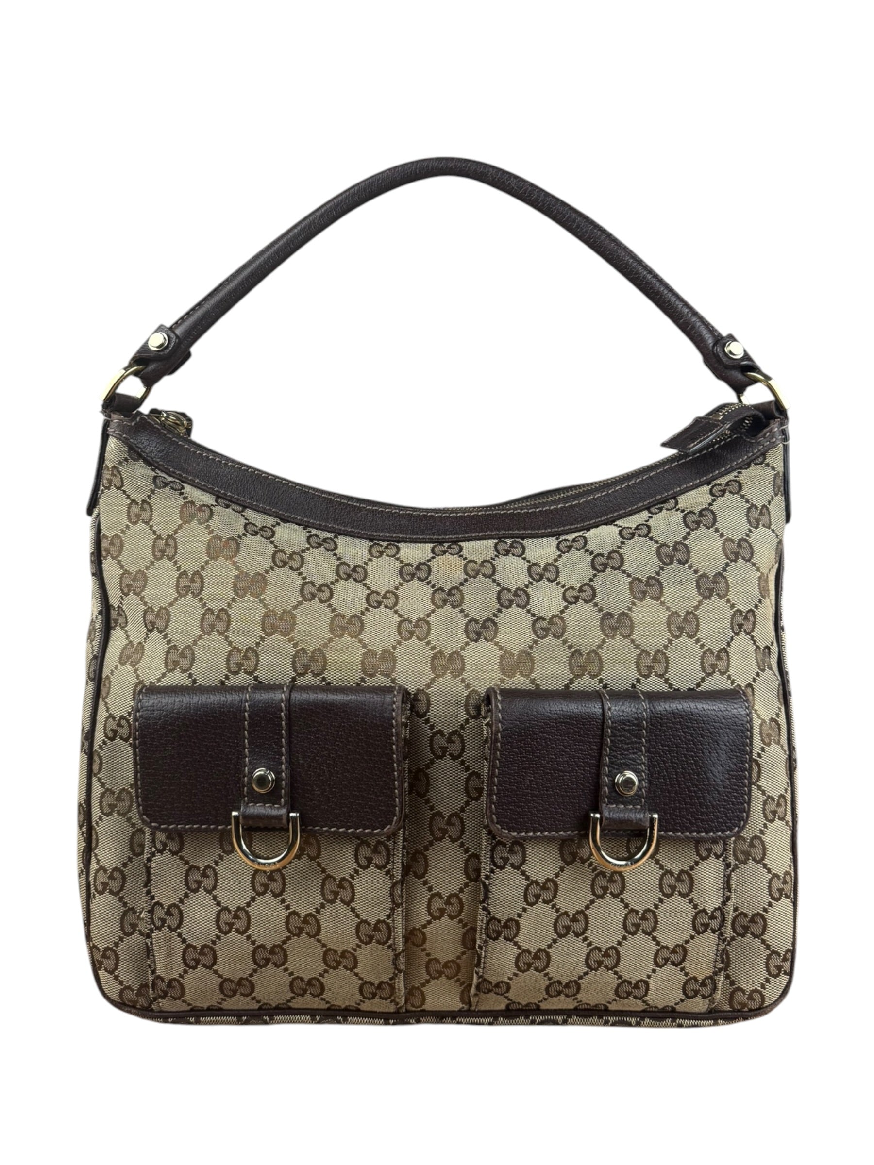 Gucci Vintage Brown Canvas GG Shoulder Bag