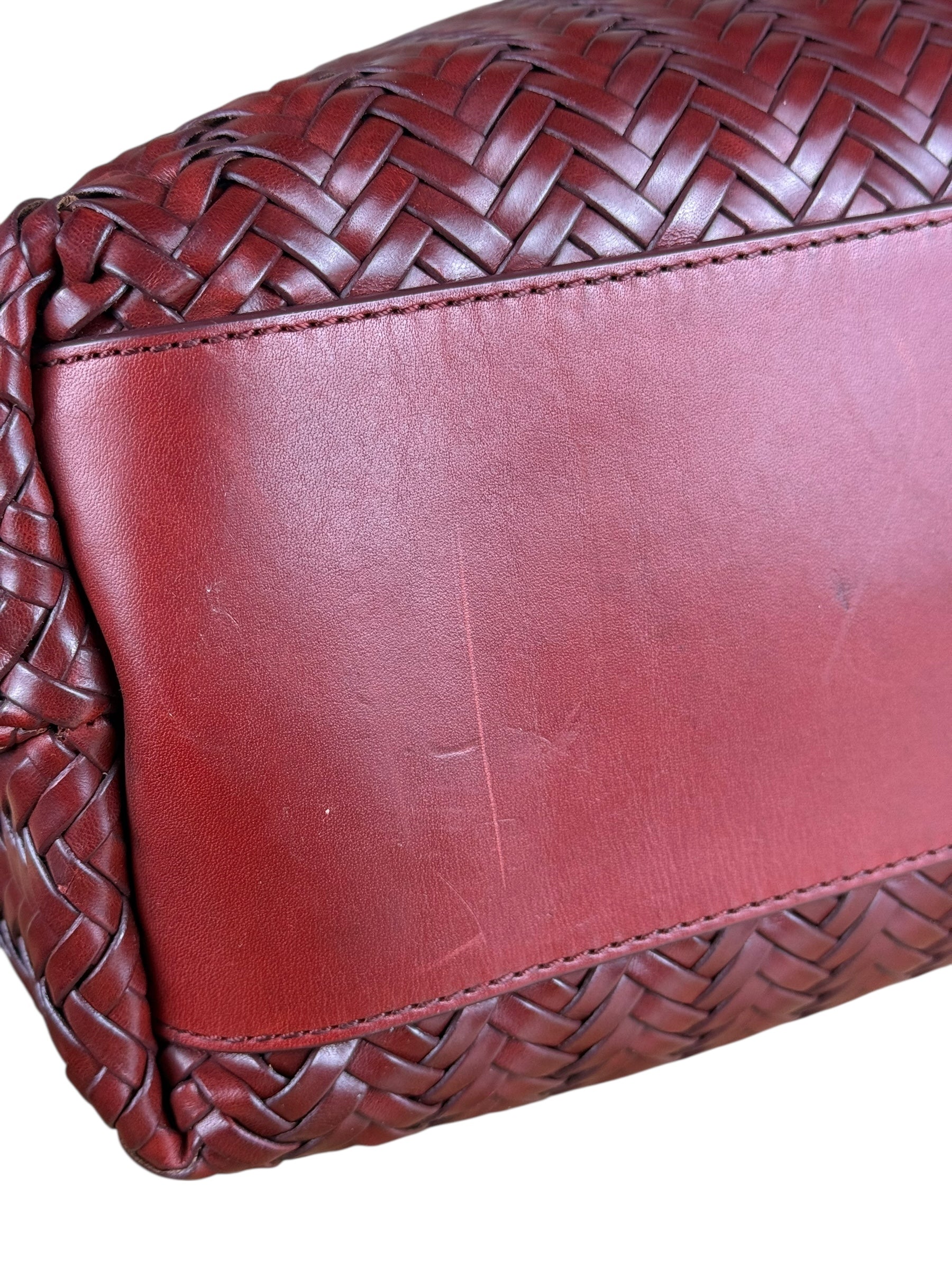 Polo Ralph Lauren Red Woven Leather Tote