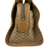 Gucci Brown Leather Trim Micro GG Sherry Line Boston Handbag