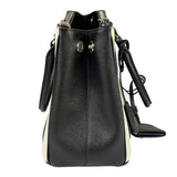 Prada Black/White Saffiano Leather Striped Two-Way Bag