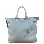 Prada Light Blue Vitello Daino Leather Tote