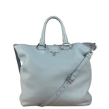 Prada Light Blue Vitello Daino Leather Tote