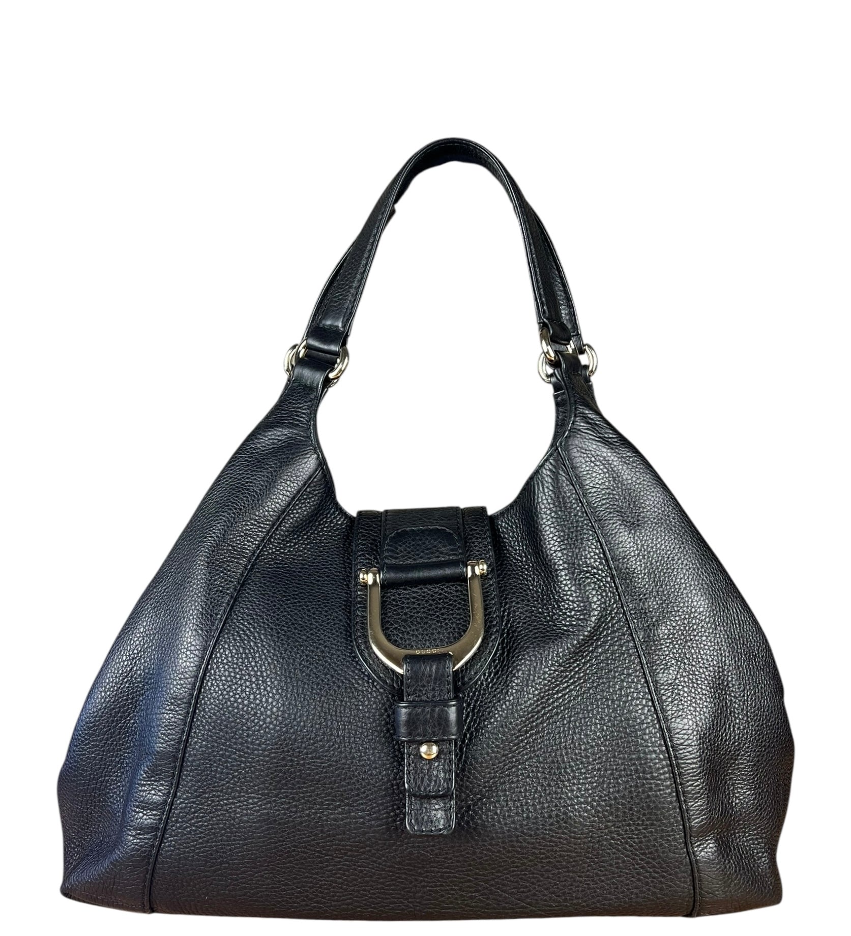 Gucci Black Leather Horsebit Flap Shoulder Bag