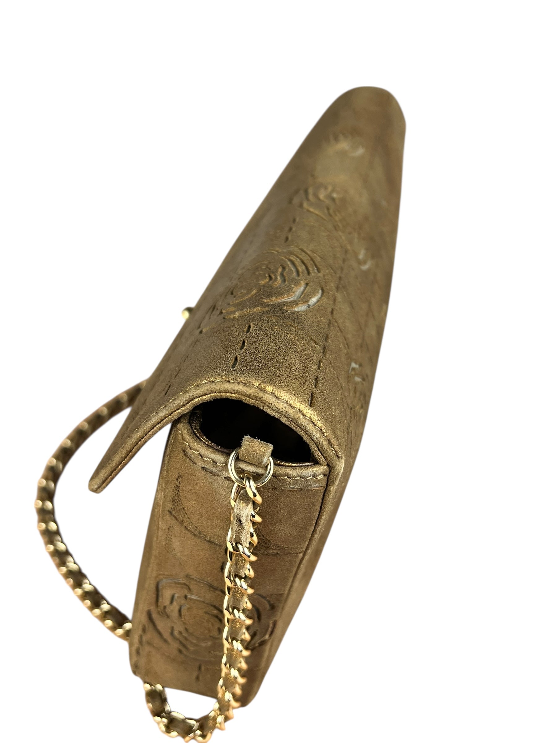 Chanel 2002 Gold Retro Tale East West Chain Flap