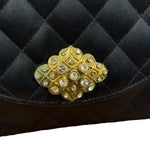 Chanel Black Quilted Satin Gripoix 1986