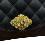 Chanel Black Quilted Satin Gripoix 1986