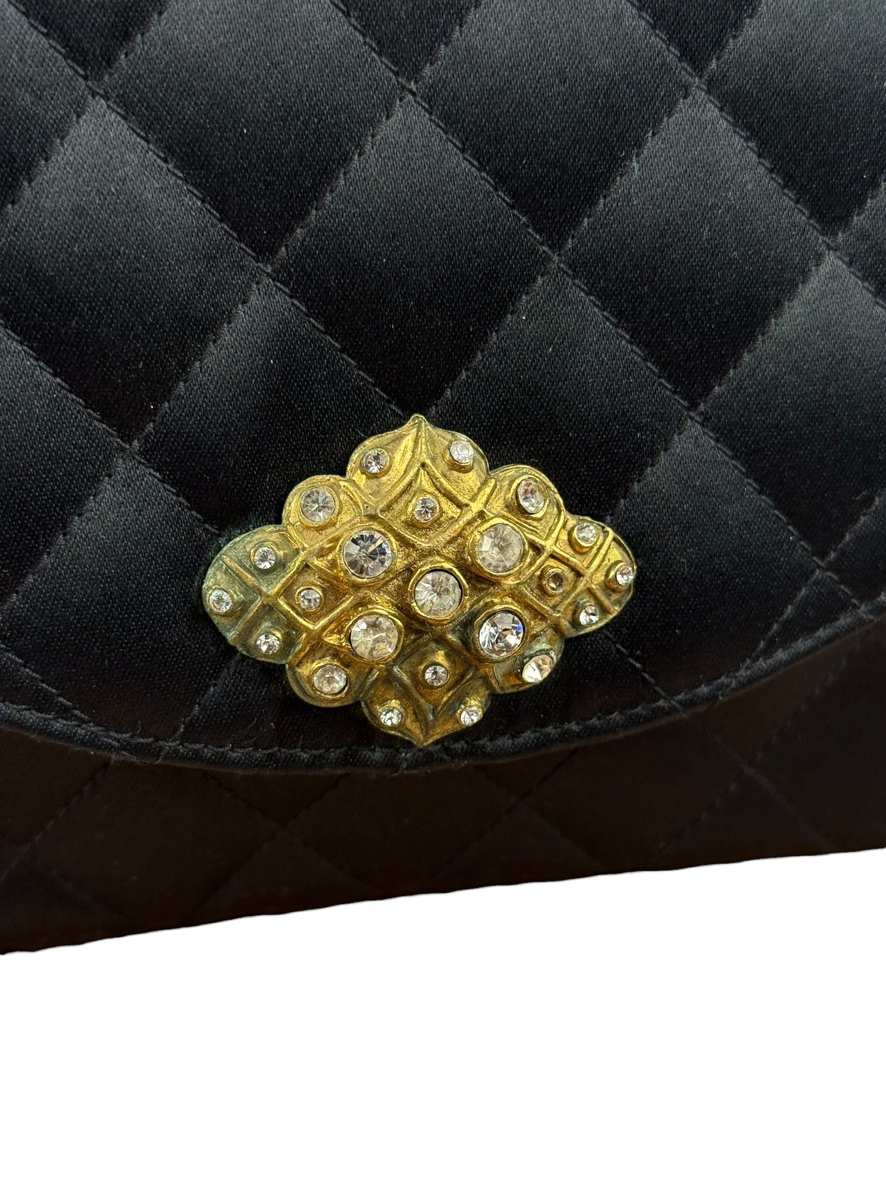 Chanel Black Quilted Satin Gripoix 1986