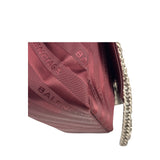 Balenciaga Burgundy Satin Jacquard Round S Lock Shoulder Bag
