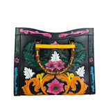 Gucci Black Leather Floral Limited Edition Diana 2Way Tote