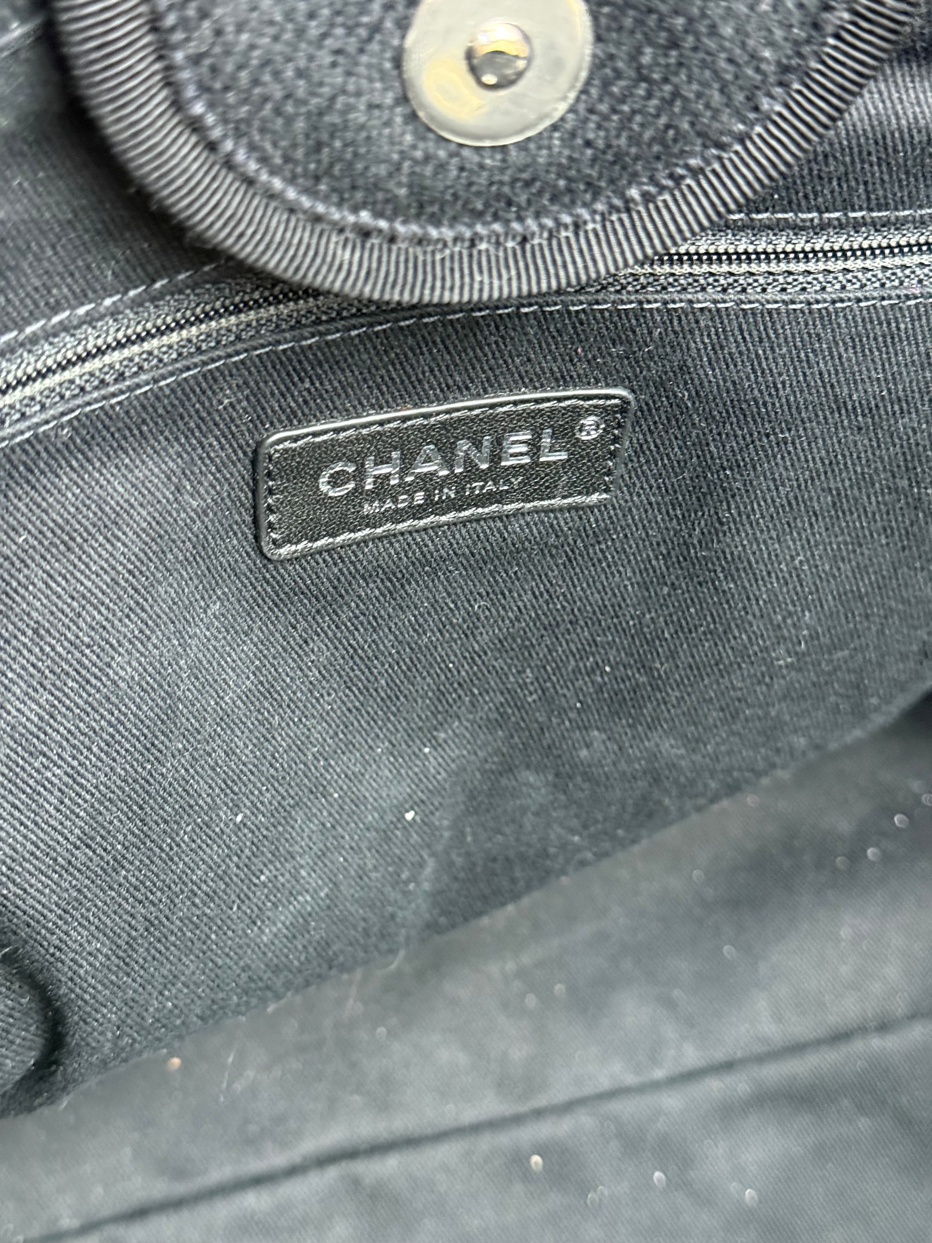 Chanel Black Canvas Pearl Deauville 2Way Tote 2019