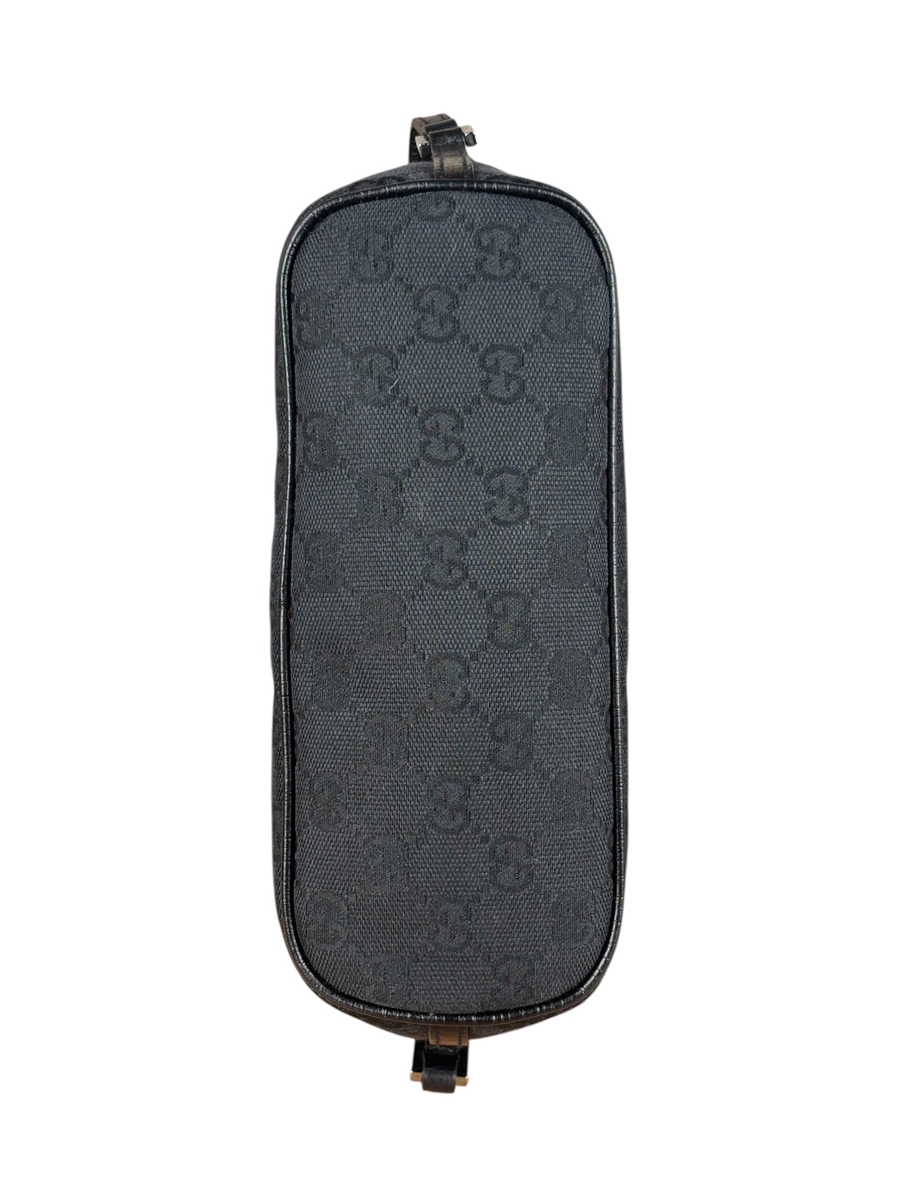 Gucci GG Vintage Black Canvas Monogram Boat Pochette