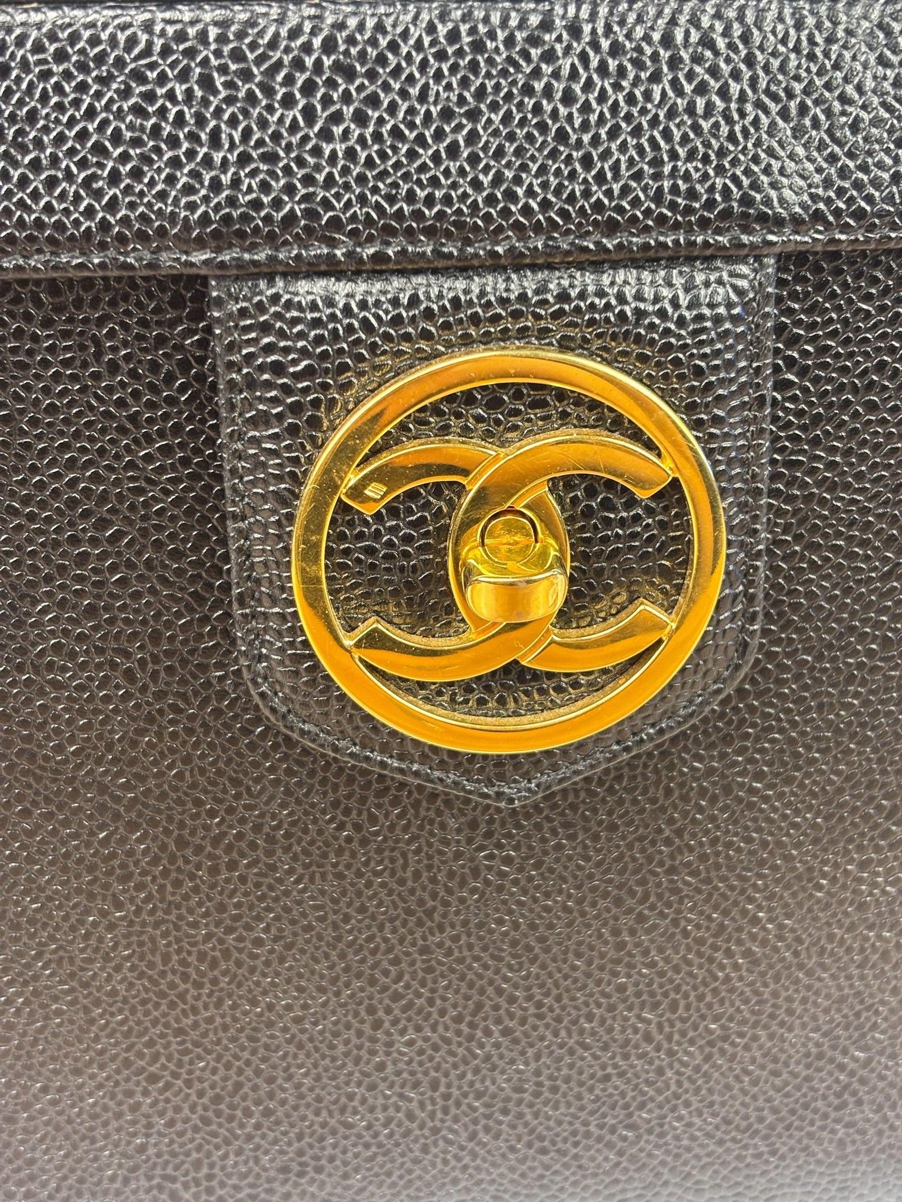 Chanel Black Caviar Leather Vanity Train Case 1995