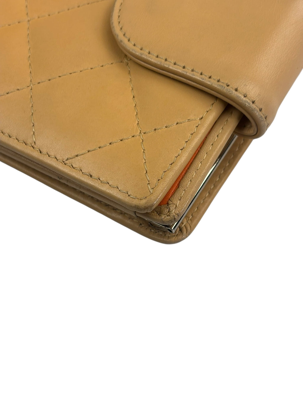 Chanel Beige Quilted Leather Cambon Line Bifold Wallet 2005