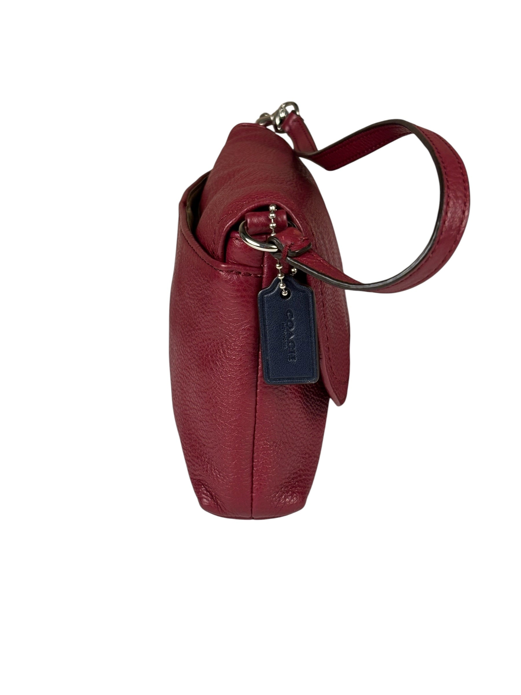 Coach Burgundy Pebbled Leather Flap Pochette
