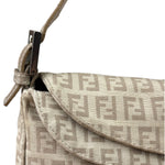 Fendi Grey Leather Trim Zucca Baguette