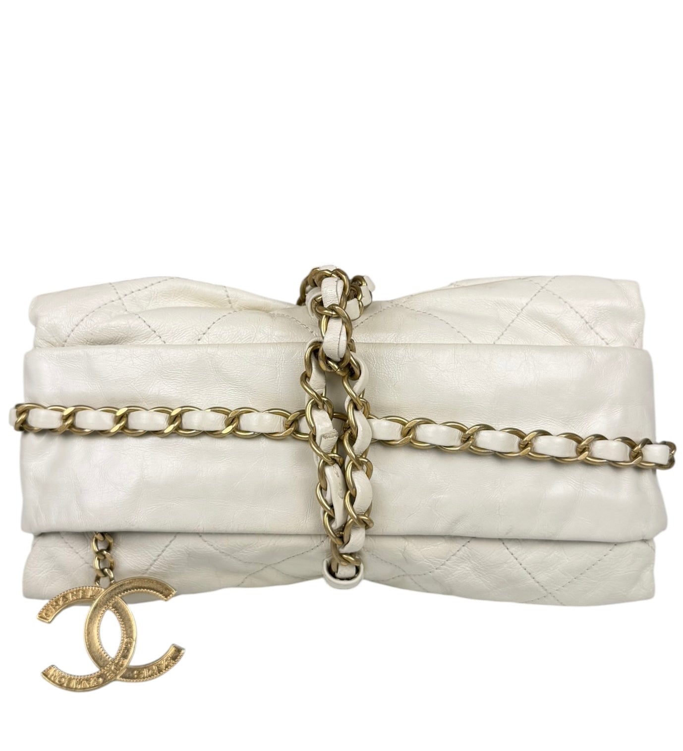 Chanel White Quilted Leather Midnight Swim Baluchon Clutch 2012