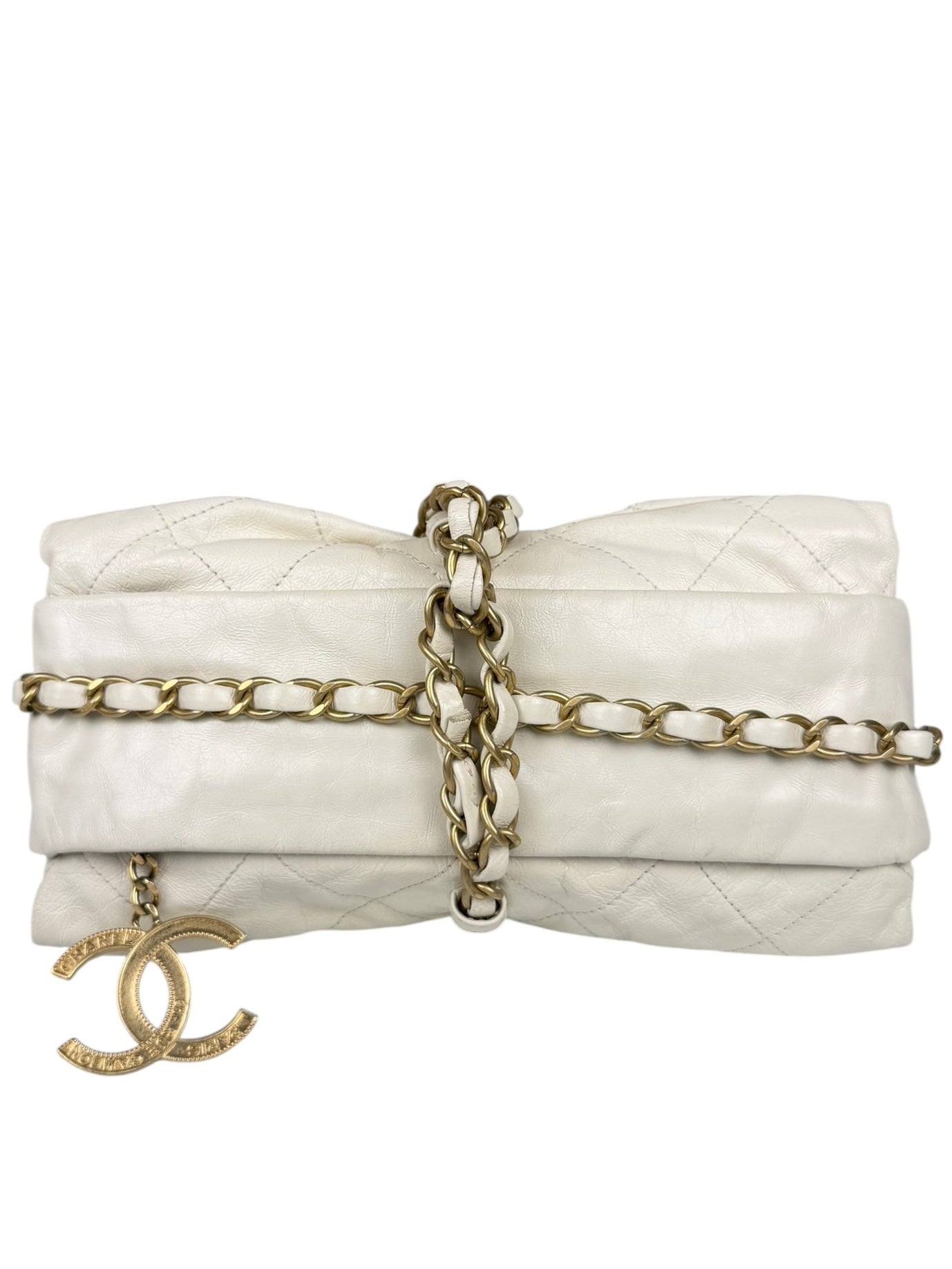Chanel White Quilted Leather Midnight Swim Baluchon Clutch 2012