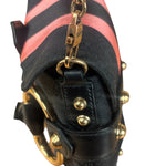 Gucci GG Black/Pink Canvas Horsebit Chain Shoulder Bag