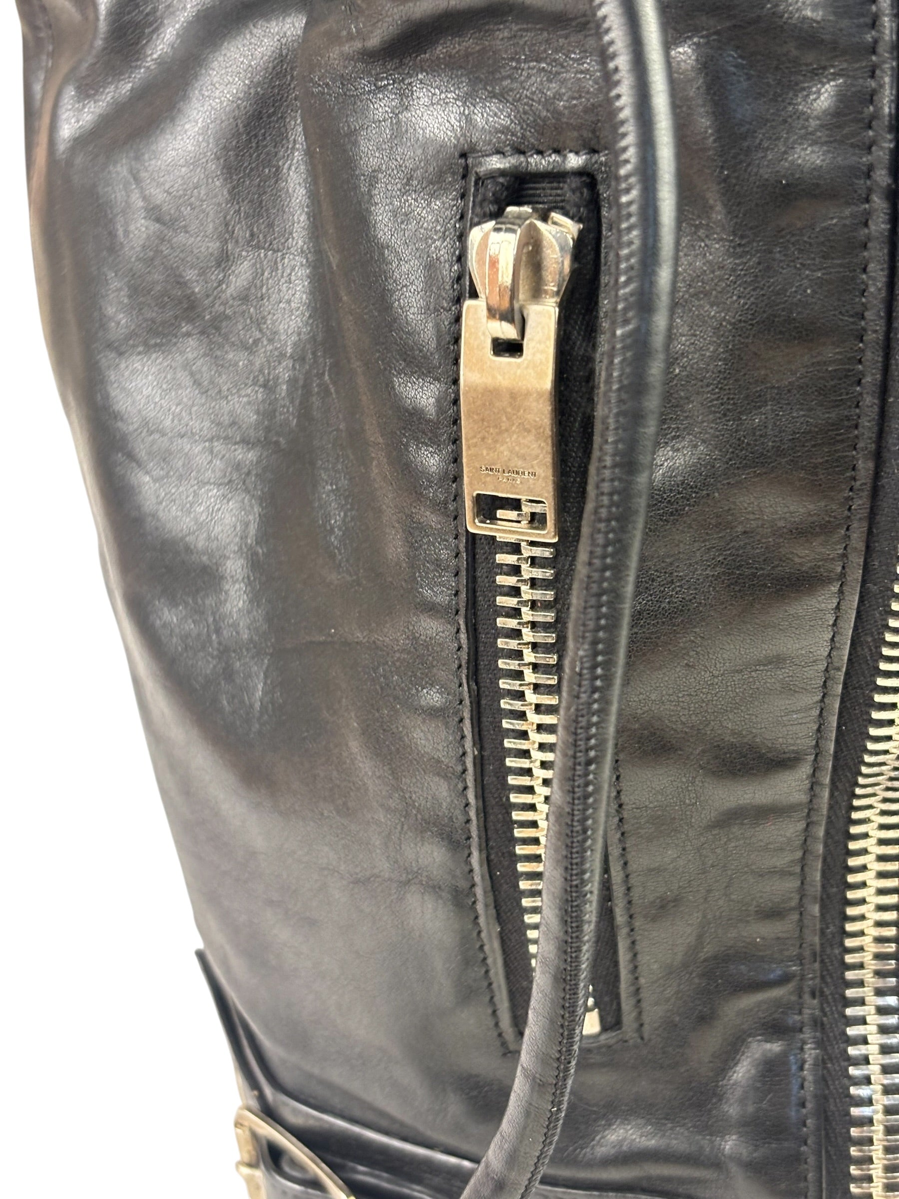 Yves Saint Laurent Black Leather Rider Bucket Bag