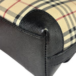 Burberry Black Leather Trim House Check Flap Crossbody Bag