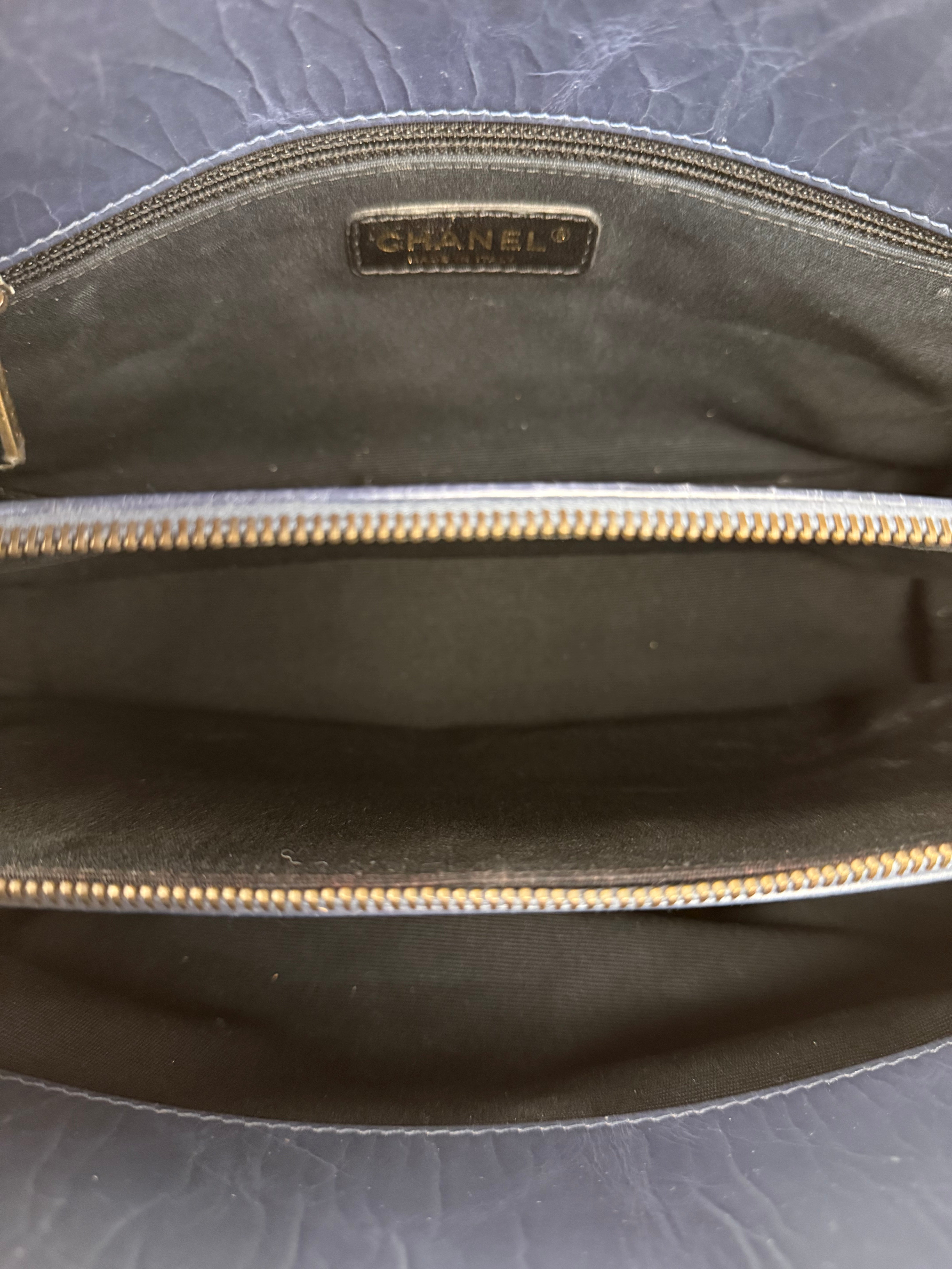 Chanel Blue Aged Quilted 2.55 Leather Chain Tote 2011