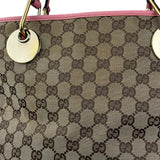 Gucci GG Pink Leather Canvas Eclipse Tote Bag