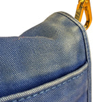Prada Vintage Cobalt Blue Canvas Flap Shoulder Bag