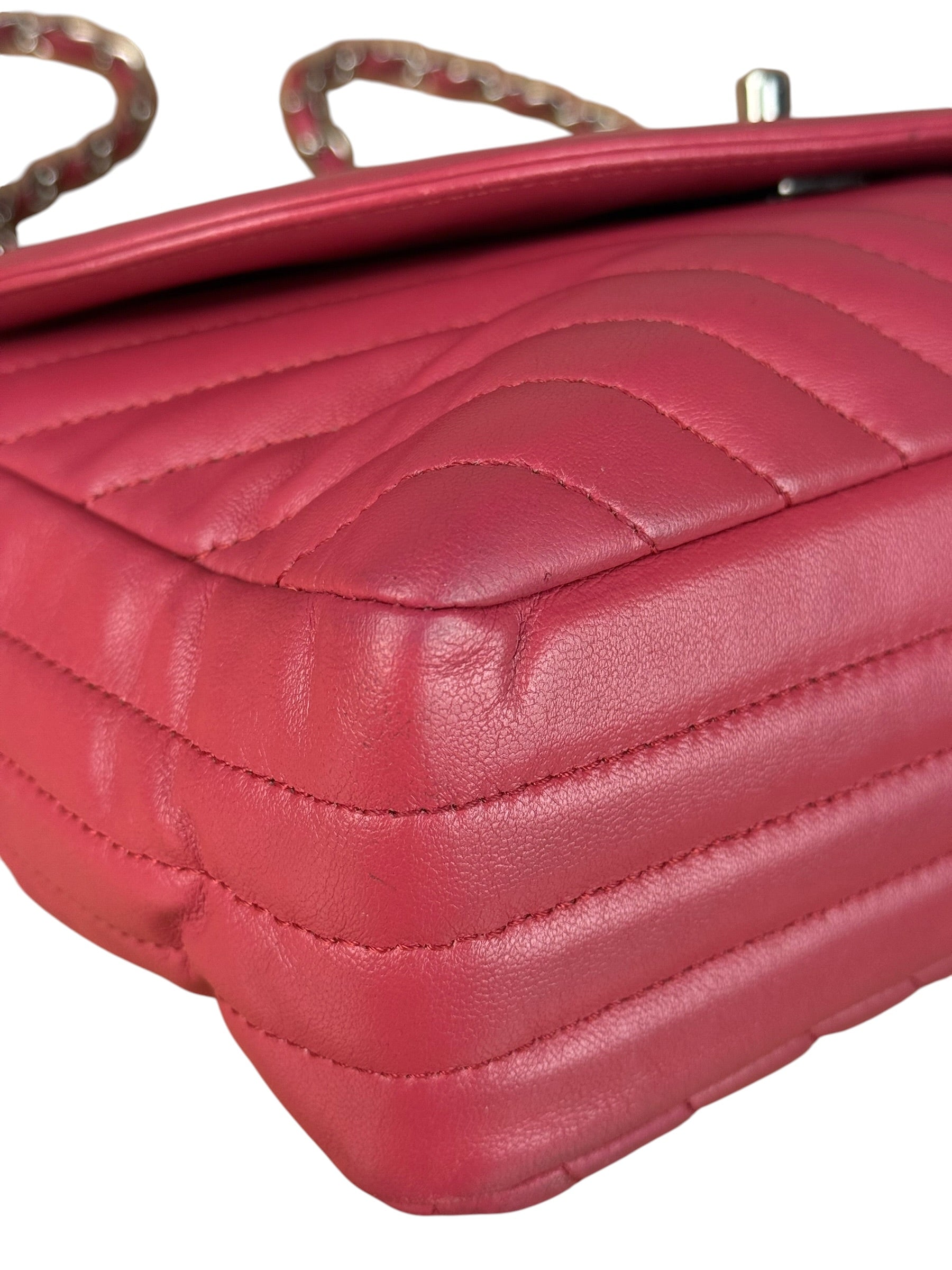 Chanel Pink Chevron Quilted Leather Medium Flap Bag 2018