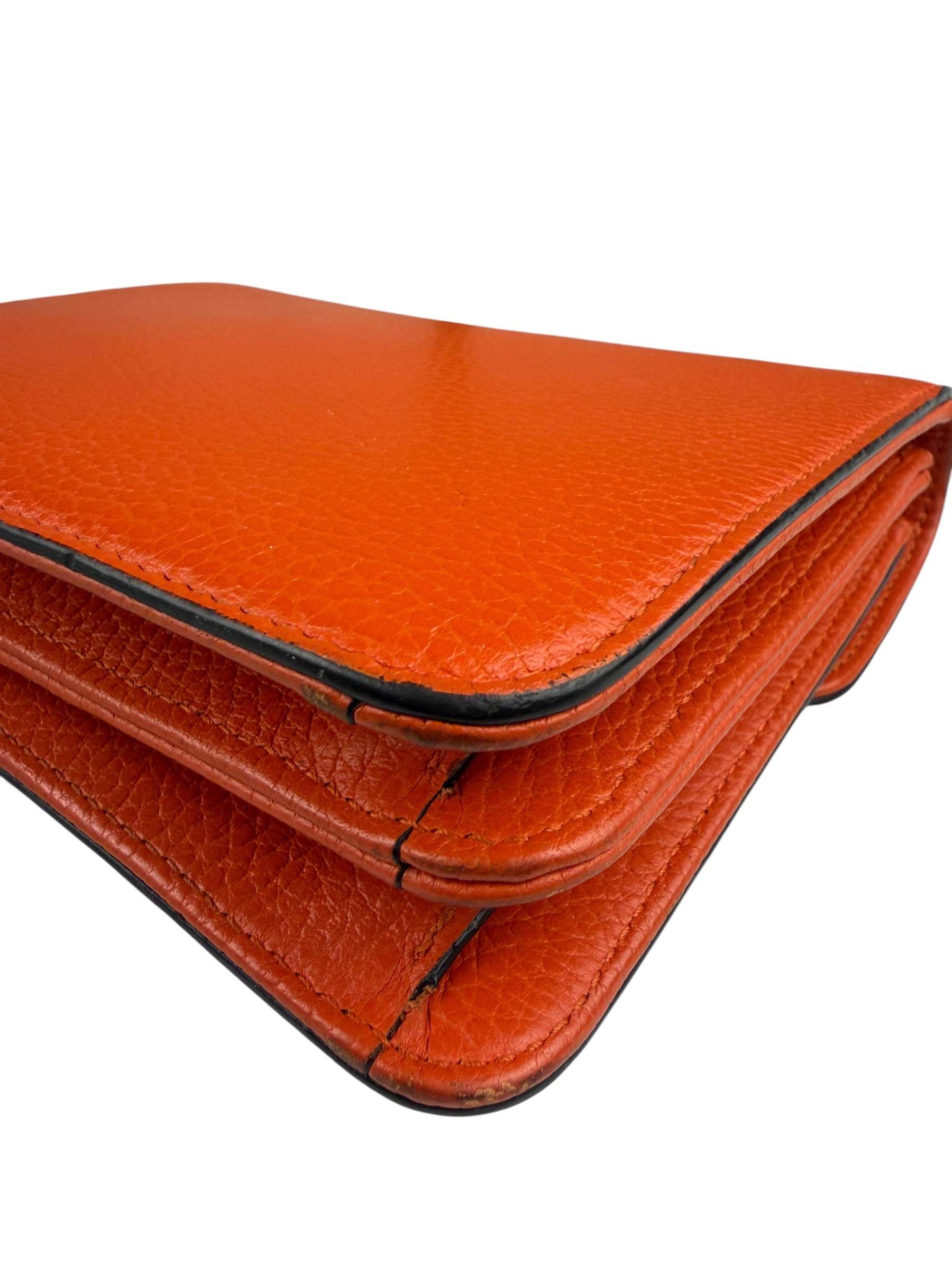 Gucci Orange Leather Small Dollar Interlocking G Shoulder Bag