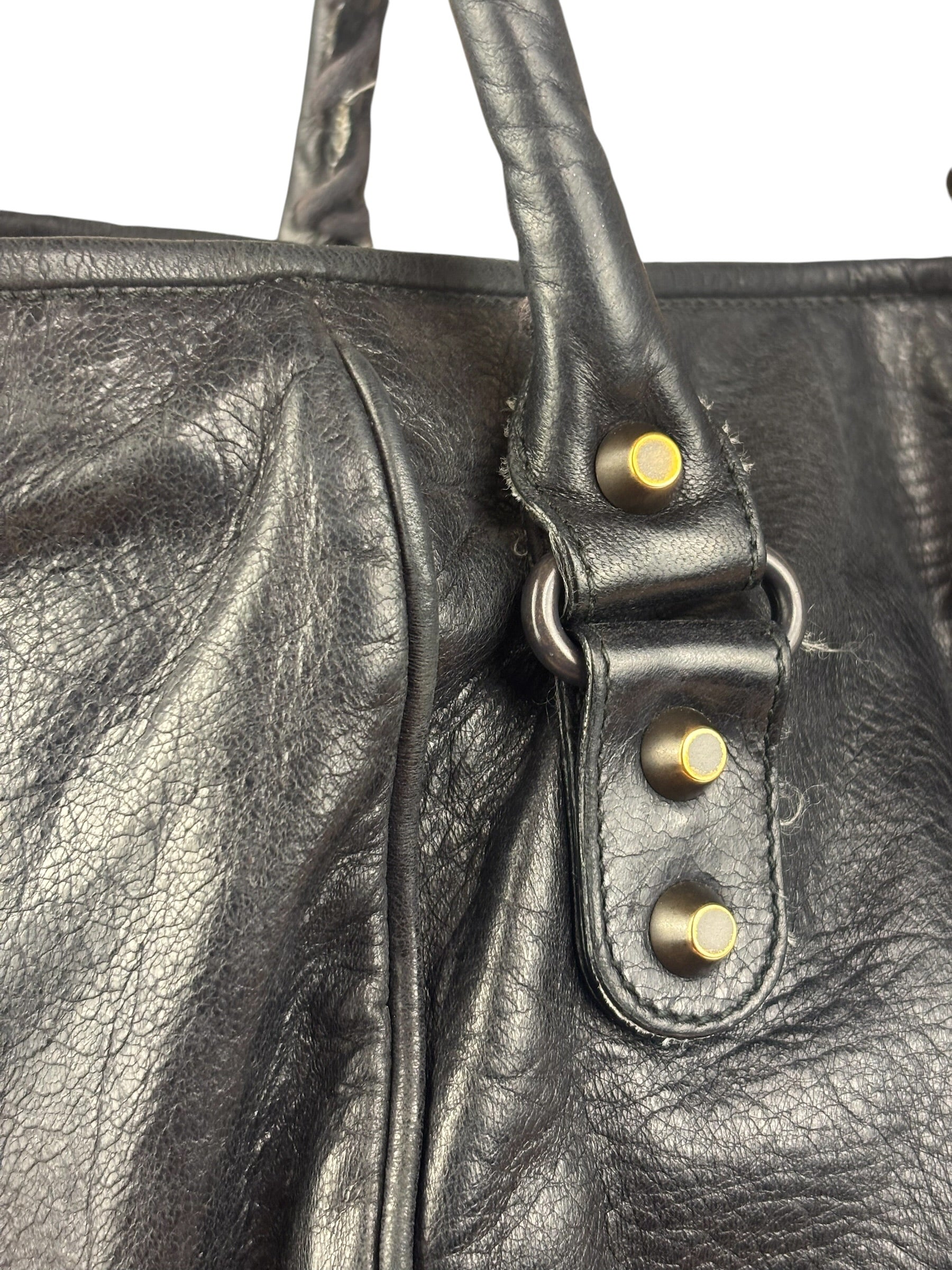 Balenciaga Vintage Black Leather Classic Sunday Tote Bag