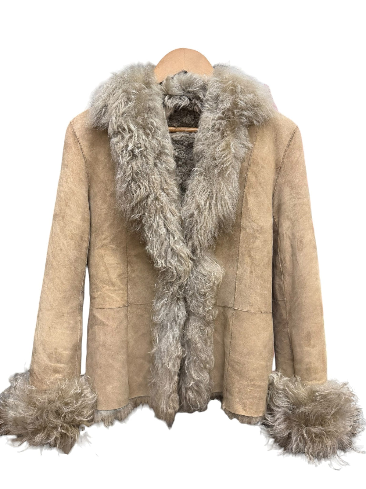 Vintage Lautreamont Beige Suede Fur Coat