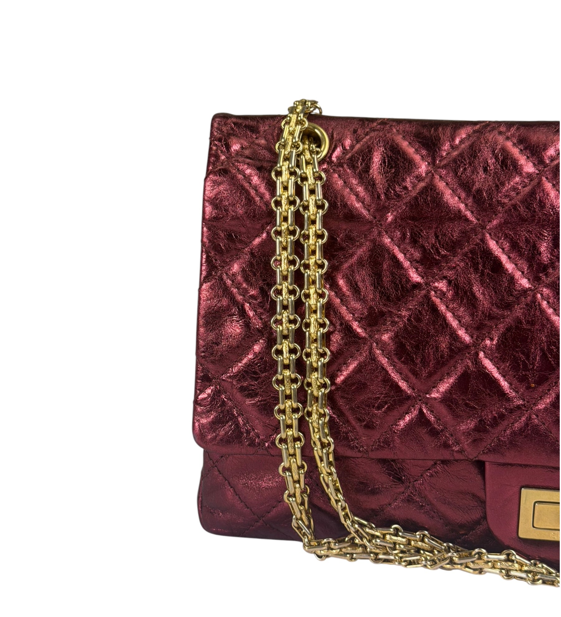Chanel Patent Burgundy Quilted Leather 2.55 Reissue Double Flap Bag 2008
