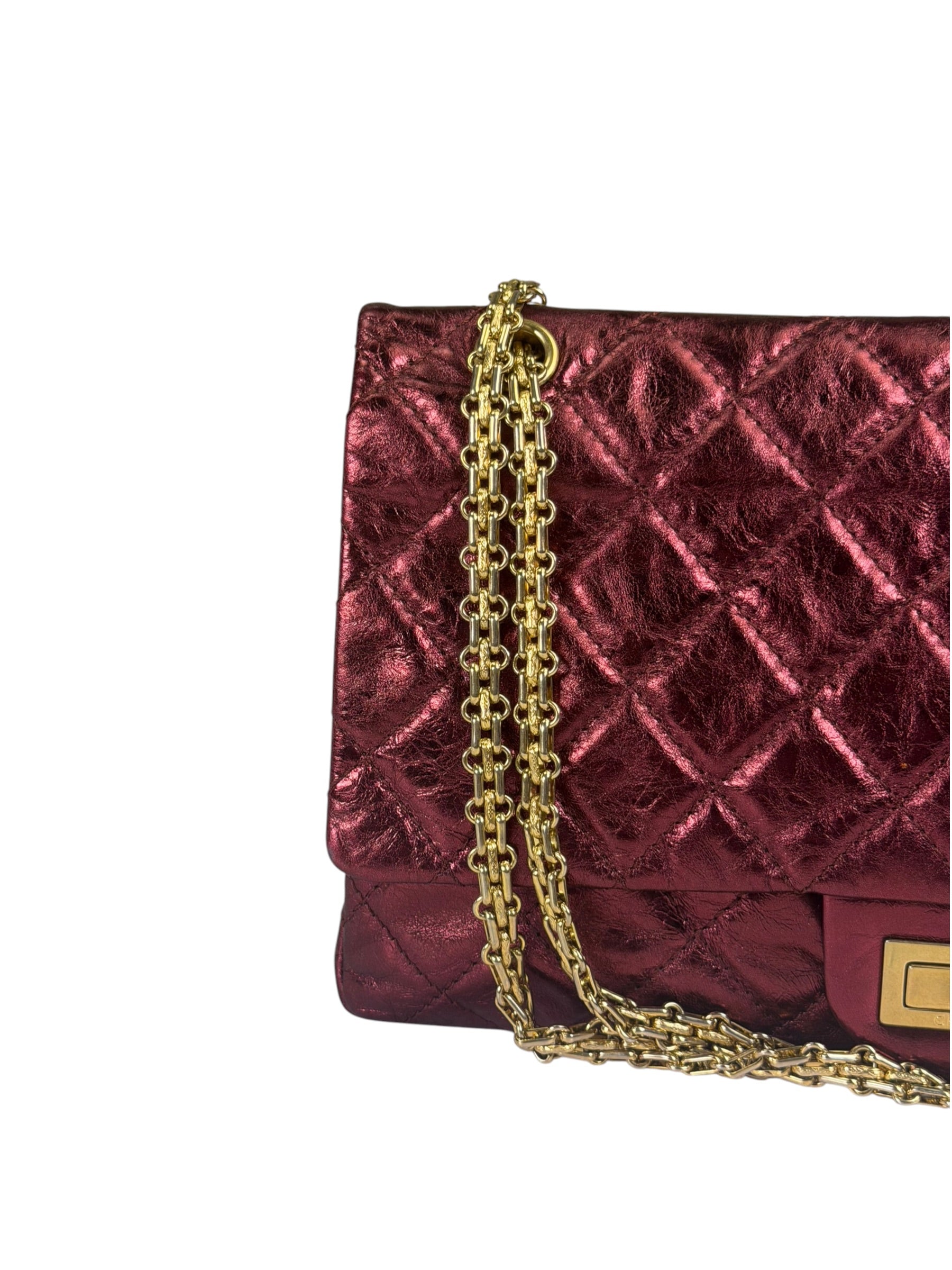 Chanel Patent Burgundy Quilted Leather 2.55 Reissue Double Flap Bag 2008