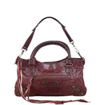 Balenciaga Vintage Burgundy Leather Moto City Two-Way Bag