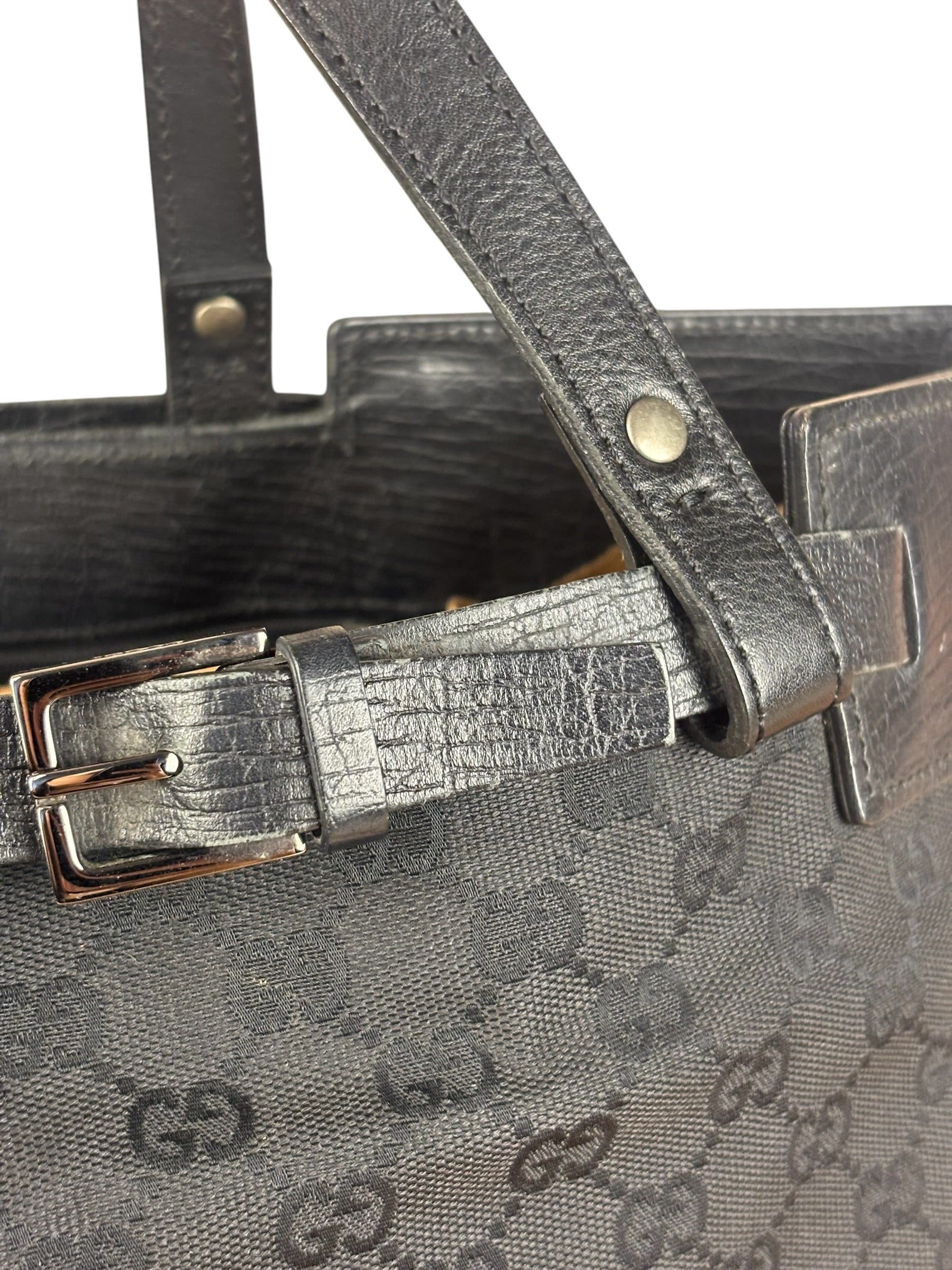 Gucci Black GG Canvas Tote Hand Bag
