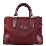 Celine Vintage Burgundy Macadam Print Mini Boston Handbag