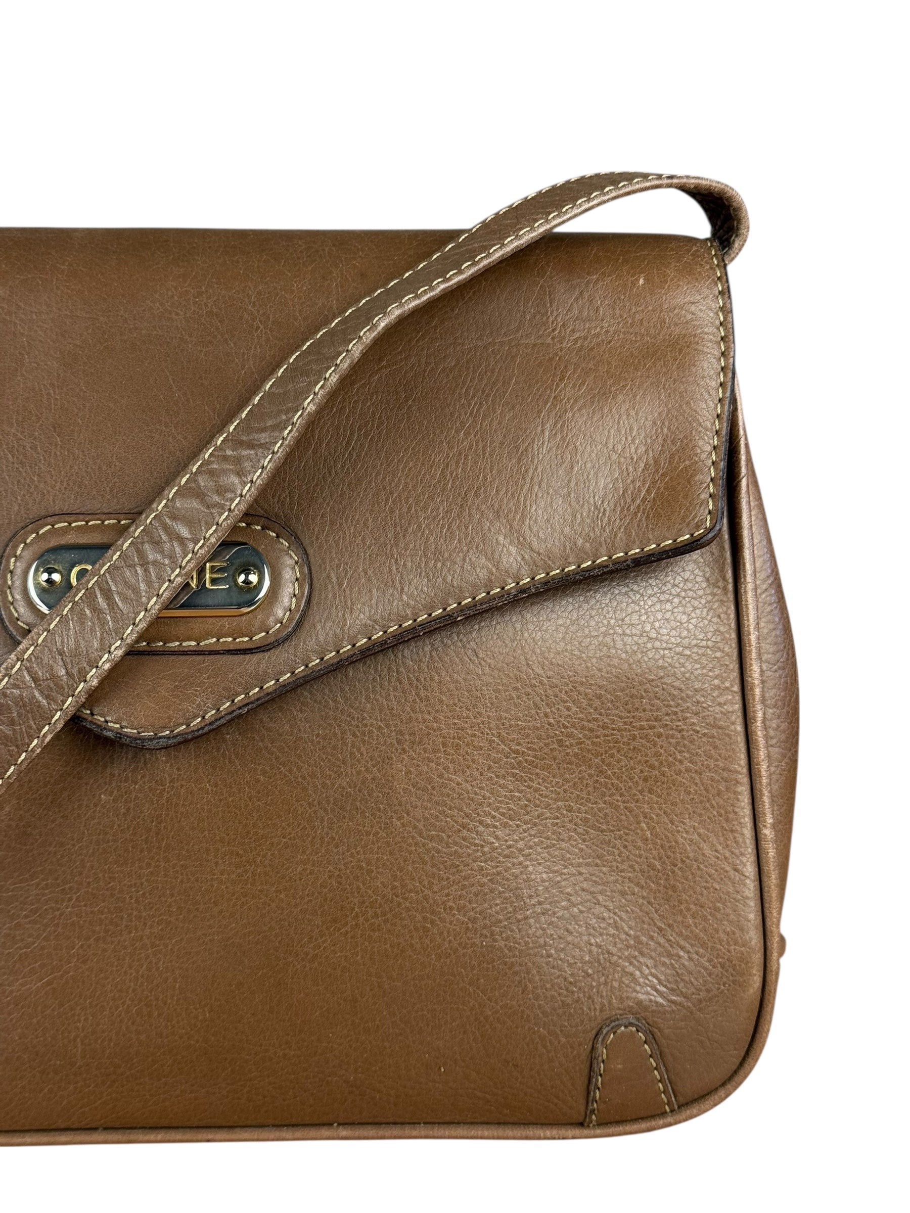 Celine Vintage Brown Leather Crossbody