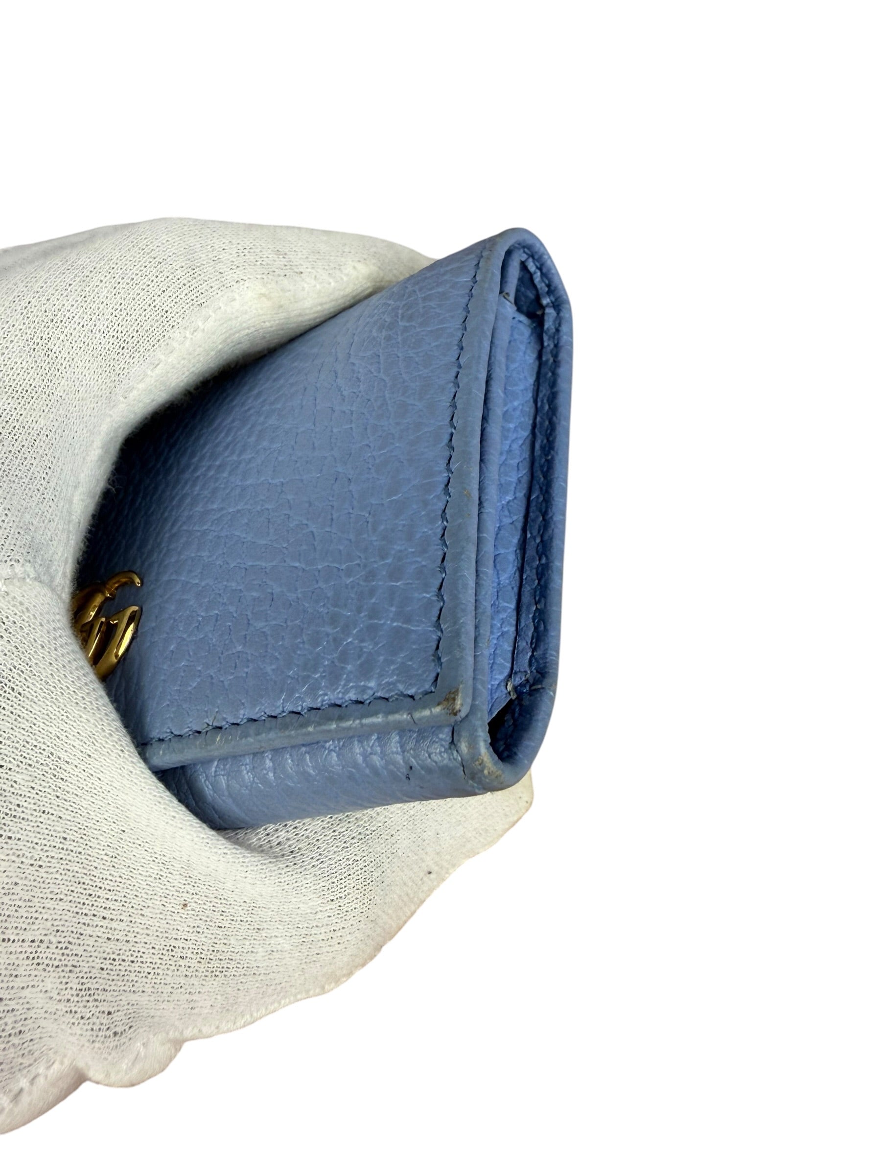 Gucci Blue Leather Marmont Card Case Wallet