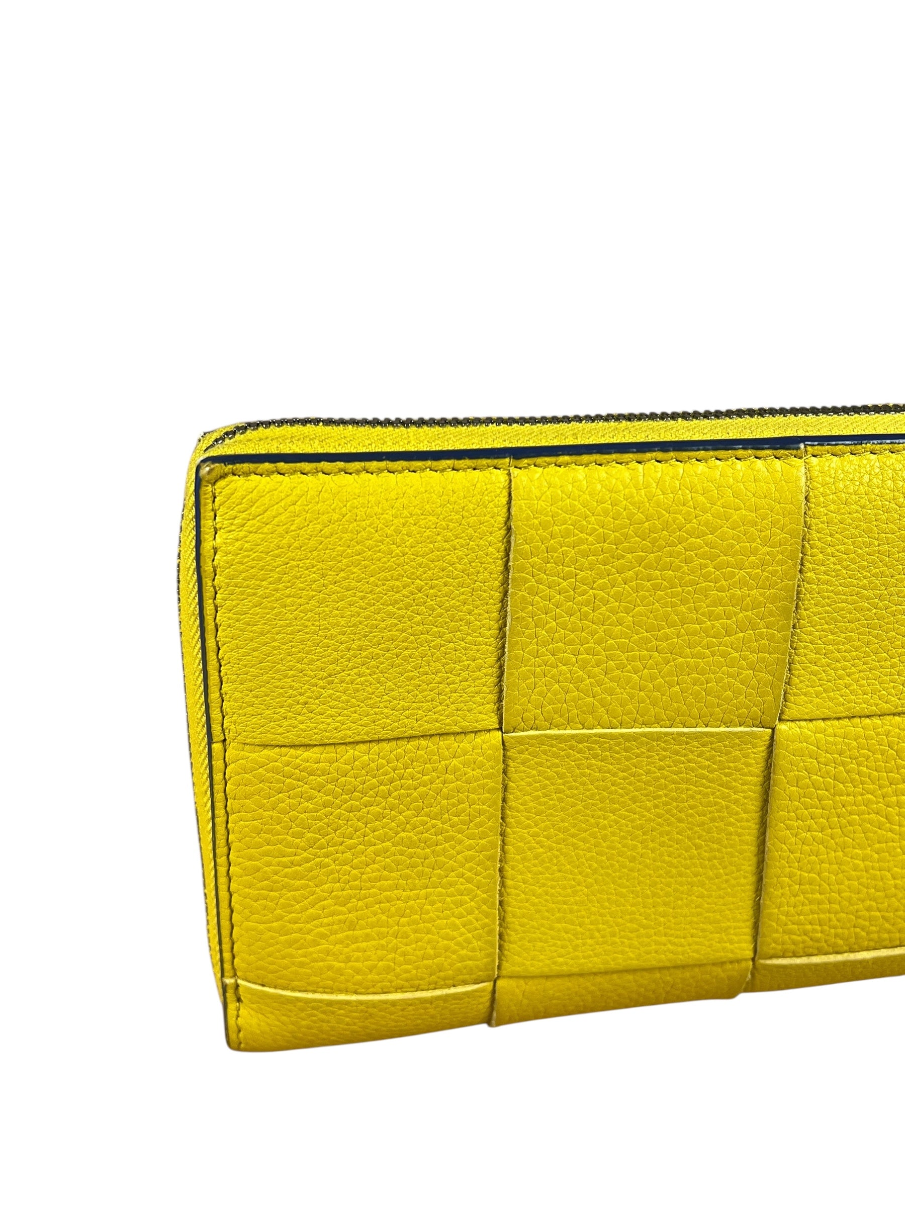 Bottega Veneta Large Intreccio Long Zip Wallet Yellow