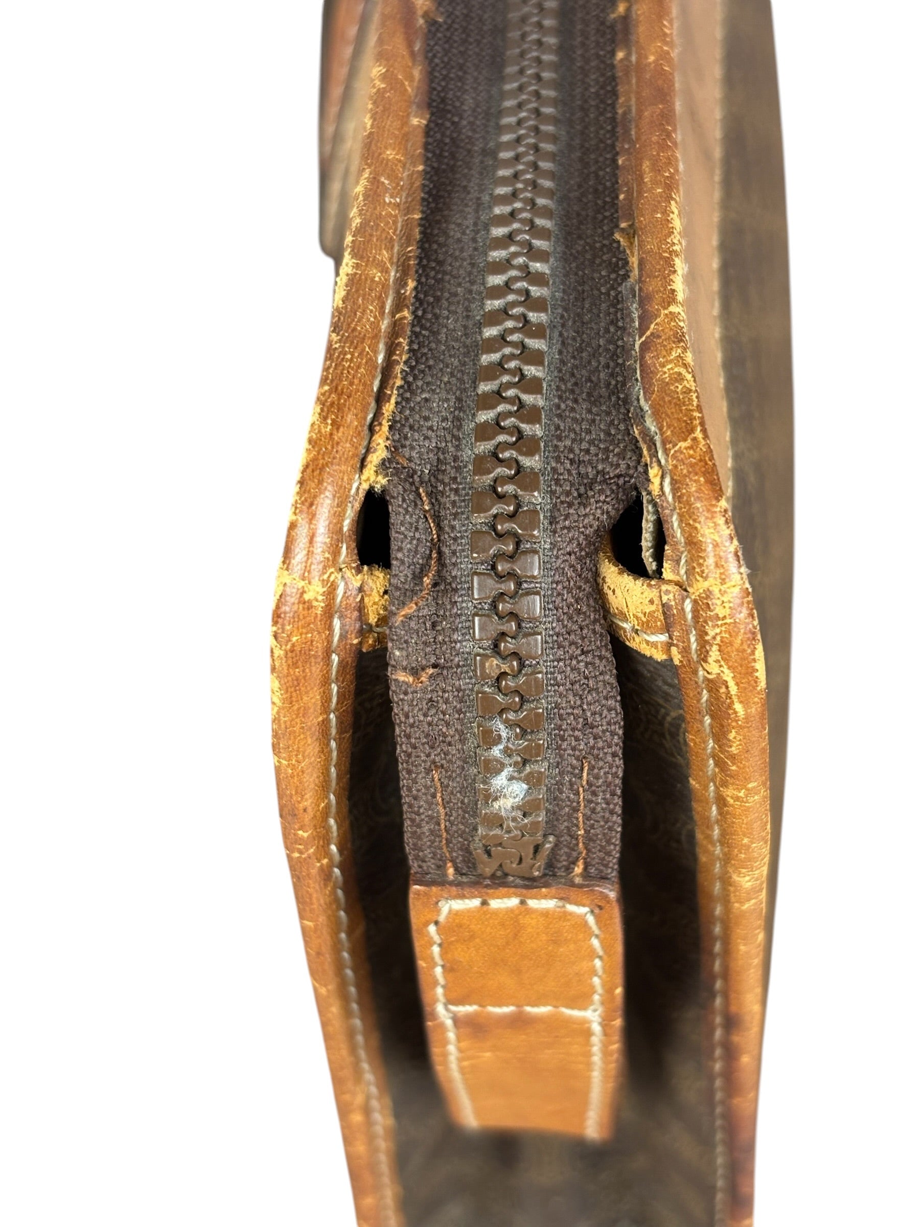 Celine Vintage Brown Leather Macadam Pouch